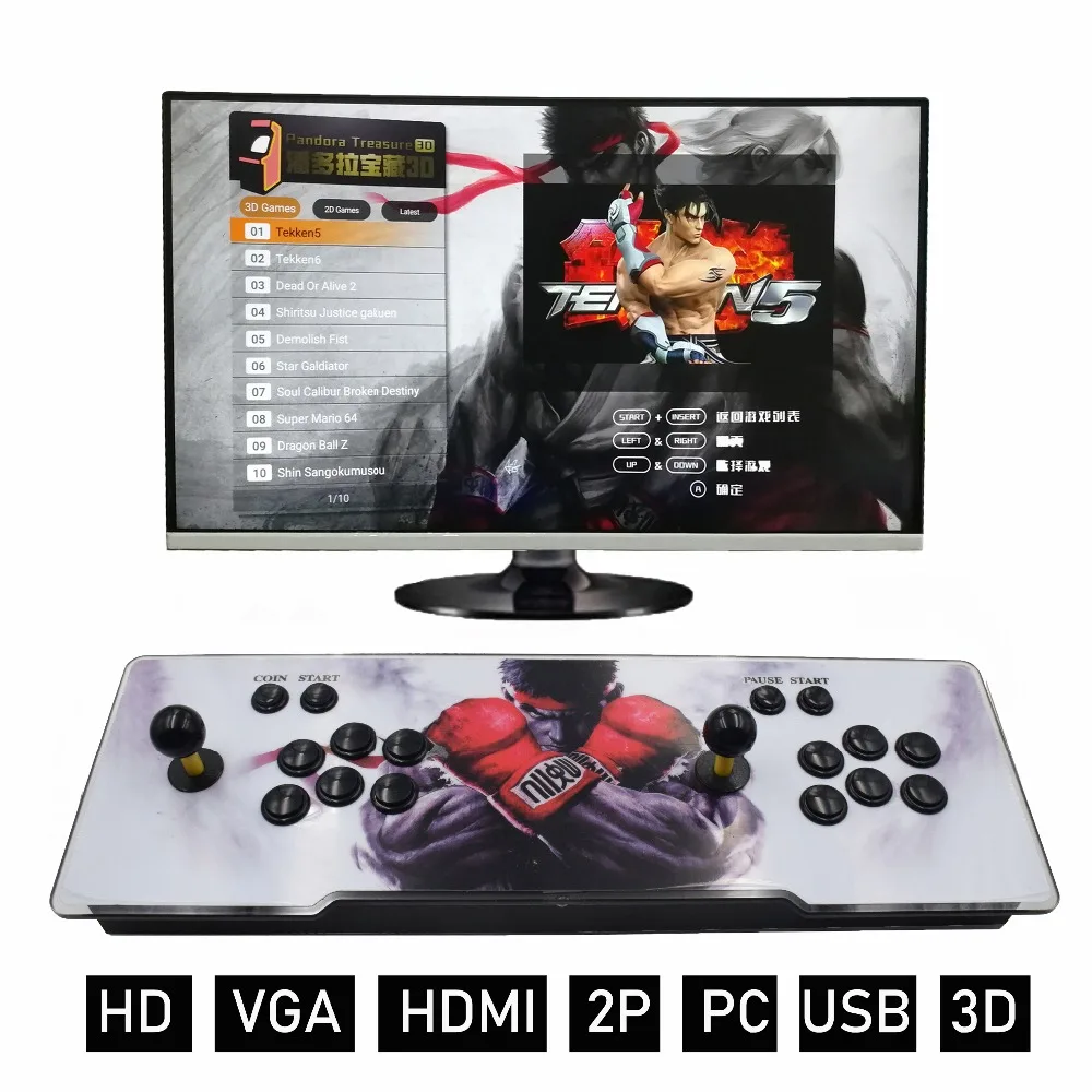 

2 player 2200 HD Retro Games 3D Pandora treasure Box Arcade Game Console 1920x1080 Full HD for PC/Laptop/TV/PS Controller (SNK)