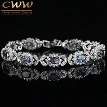 Oval Real Mystical Rainbow Topaz Bracelet Stable 925 Sterling Silver Fabulous Attraction Classic Present For Girls Jewellery CB174