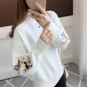 

Leisure women's sweater knitted Tops Fashion women sweaters pullovers Ms. winter New Embroidered sweater for women oversize