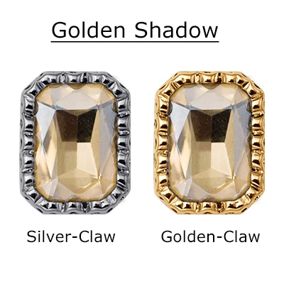 Golden Shadow Прямоугольная форма стеклянные стразы с гнездом коготь пришить Кристалл СТРАЗА под камень алмаз медь основа пряжки Свадебные украшения - Цвет: Golden Shadow