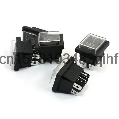 

5 шт. 16A 250 В 20A 125 В AC DPDT 3-позиционный черный клавишный переключатель с крышкой
