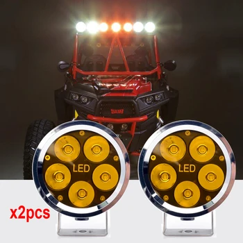 

GDCREESTAR Pair Amber 3000K / Clear 6000K Mini 4" inch Round 4x4 Car SUV ATV Led Work Lights 50W led off road lights