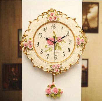 

2017 new swing mute flower design rose quartz wall clock design moeden clocks times strong package