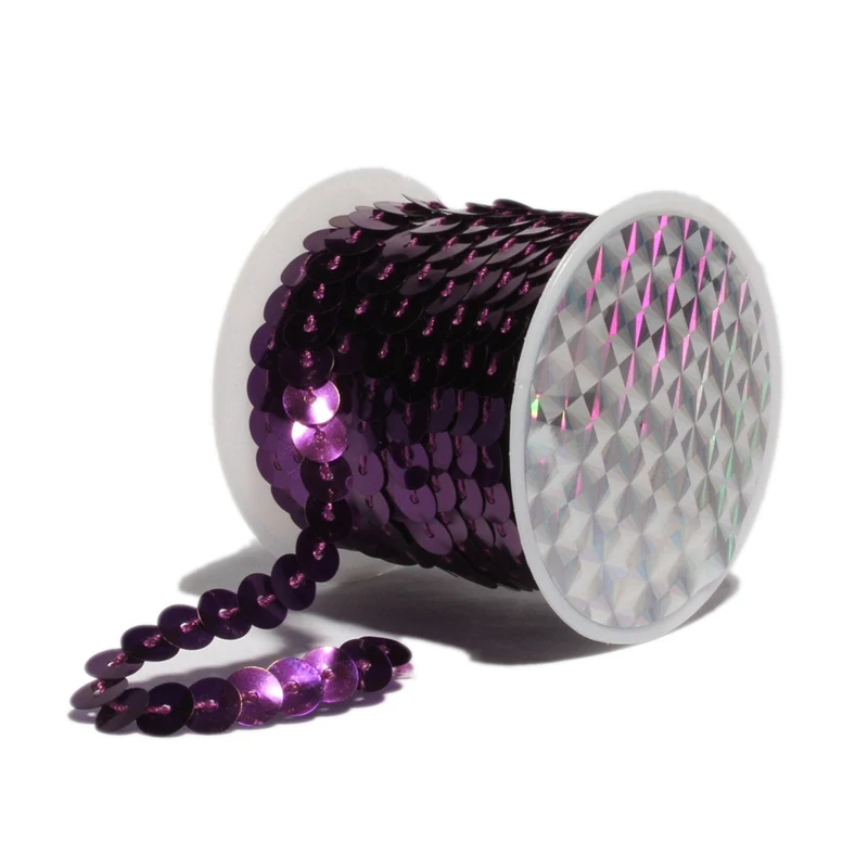 5 метров 6 мм Блестящий Losse круглый ПВХ блёстки линия с блестками шитье на планки для рукоделия аксессуары для одежды/одежды - Цвет: Purple