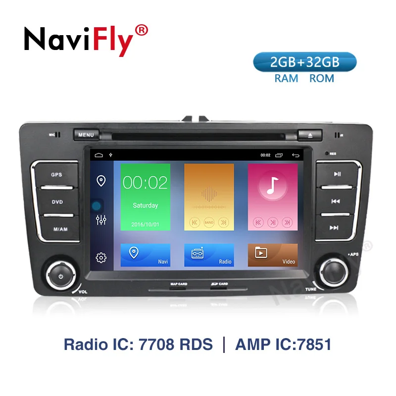 Perfect Android 9.1 Autoradio For SKODA/Octavia 2009-2013 Car Multimedia player 2 Din DVD GPS 4 Core RAM 2GB ROM 32GB FM Radio 1