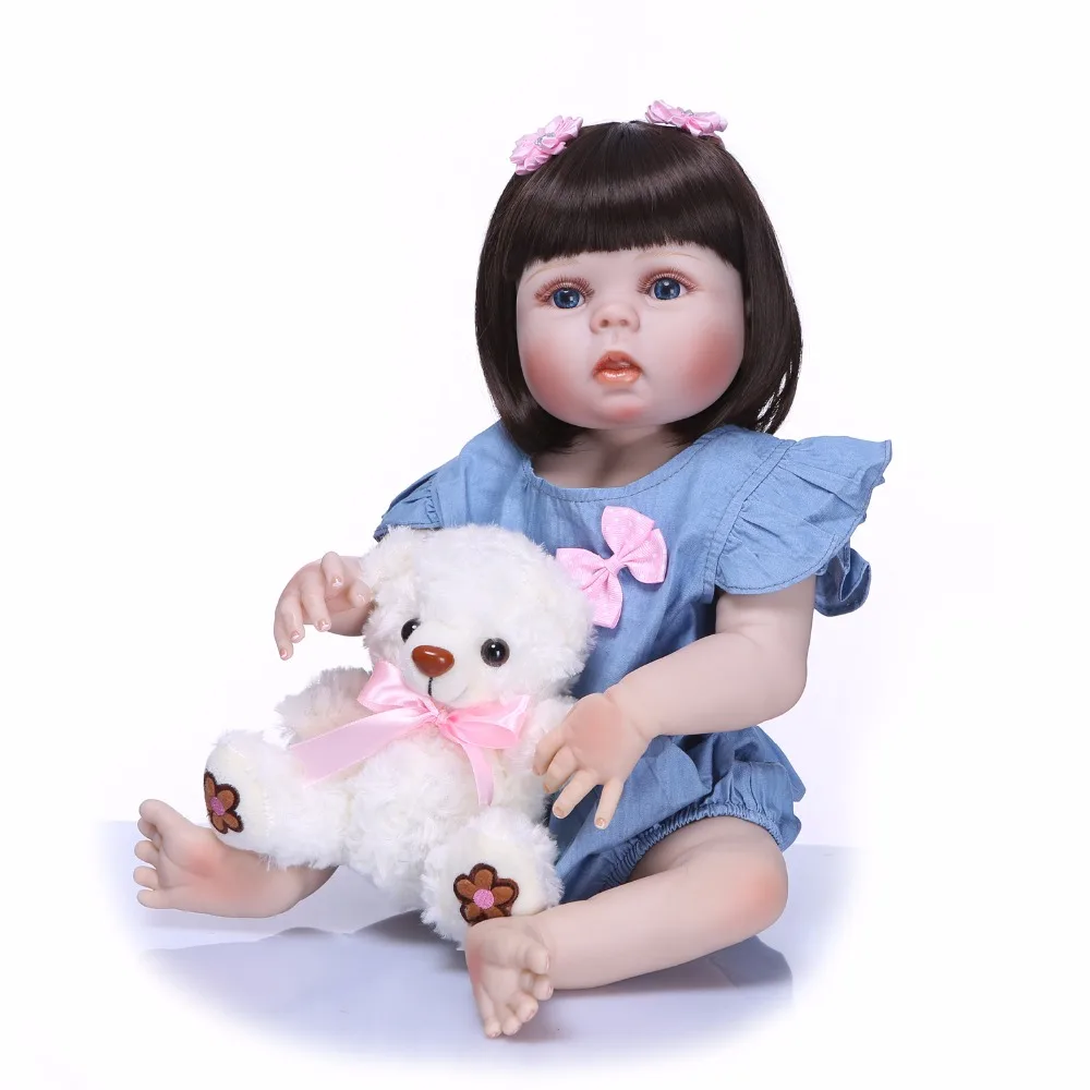 NPK 55 см полное тело силикона Reborn Девочка Кукла игрушка Реалистичная принцесса платье новорожденные младенцы кукла милый подарок на день рождения игрушки для ванной