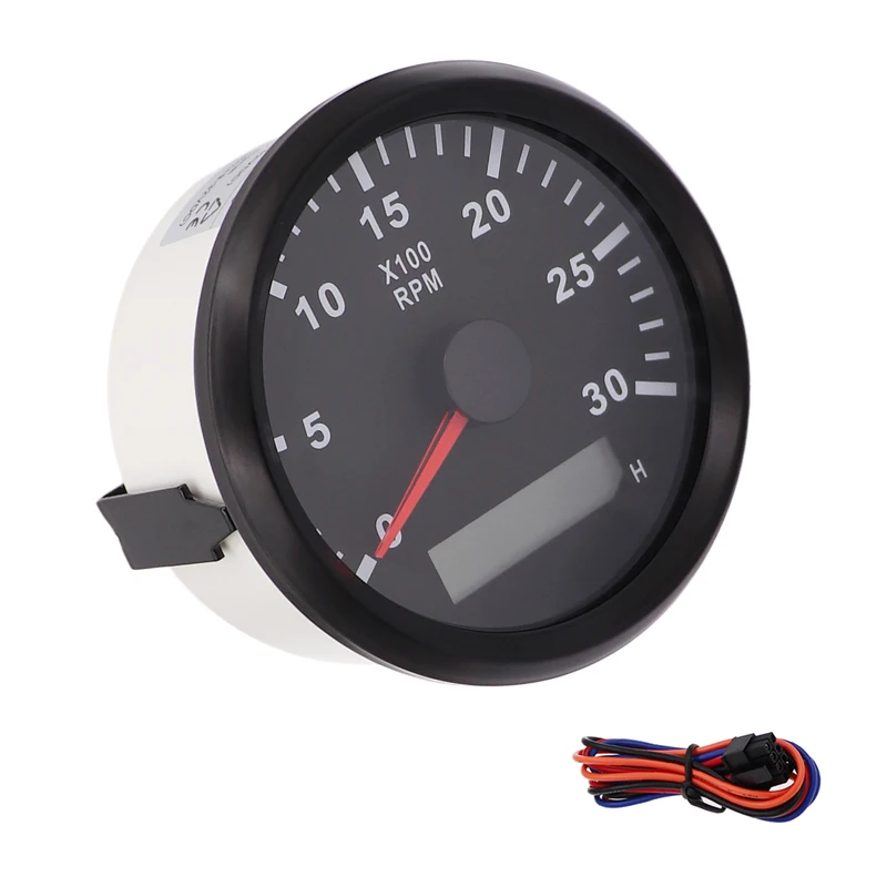 

Boat Engine Tachometer Digital RPM Meter 3K with Hour Meter 12V 24V fit Motorcycle Auto Car Outboard Engine Red Backlight