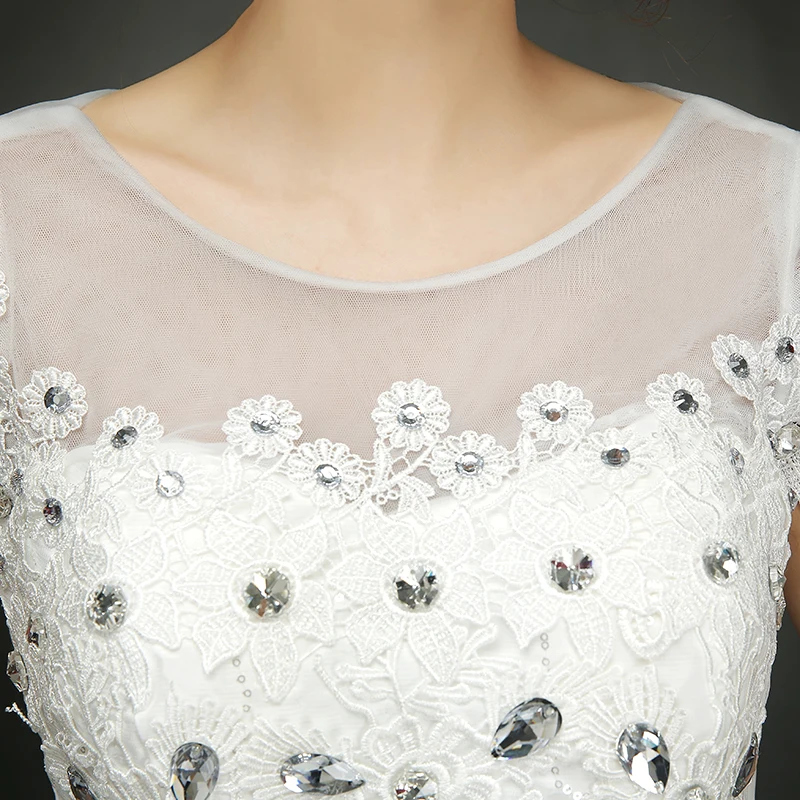 Это Yiya свадебное платье круглый вырез короткий рукав Элегантные Свадебные платья кристалл плюс размер белый длинный Vestido de novia XXN146