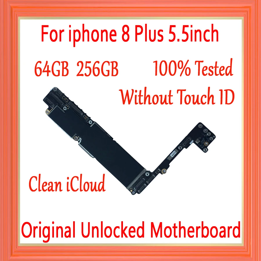 

NO iCloud for iphone 8 Plus Motherboard Without Touch ID for iphone 8Plus Logic board 64GB 256GB 100% Original unlocked