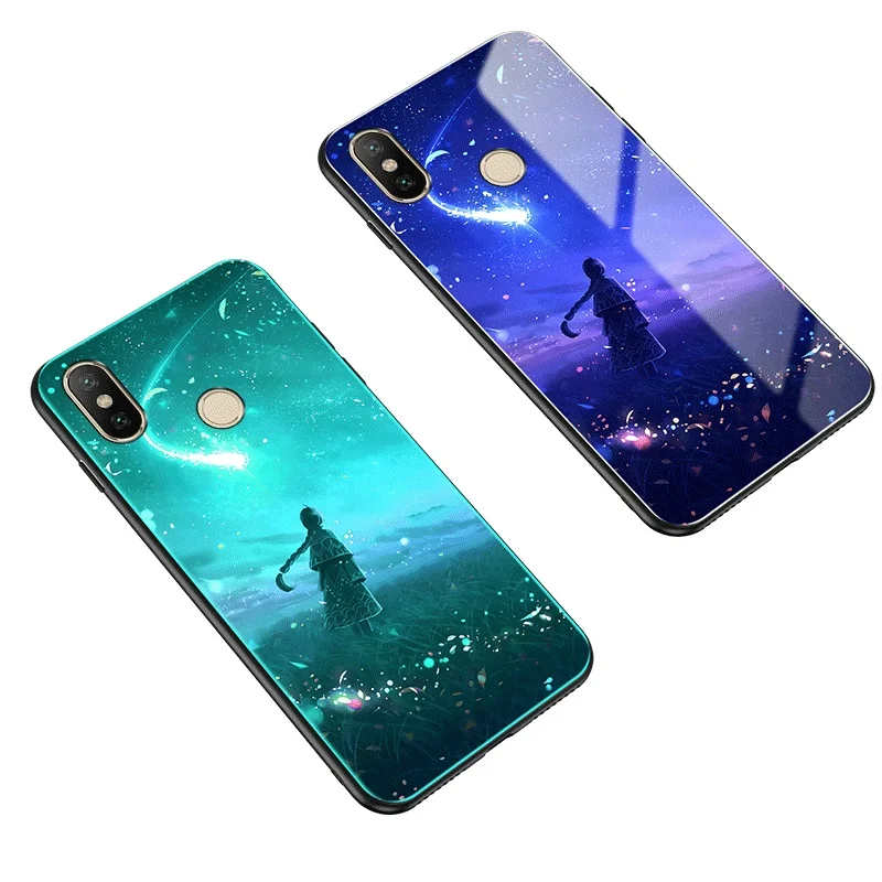 Tempered Glass Case for Xiaomi Redmi 5 plus Mi 5X 6X A1 A2 Cover Luminous Shockproof Case for Xiaomi MI 8 SE Mi 8 Lite Note 3