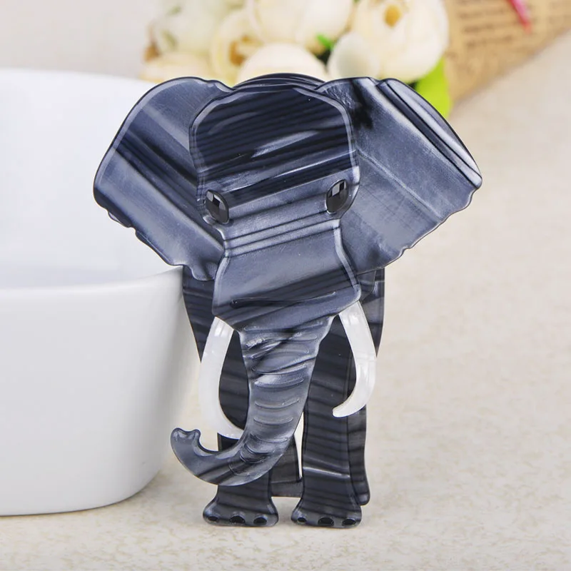 Blucome Large Elephant Shape Brooch Special Texture Acrylic Jewelry For Women Children Scarf Bag Corsage Pins Animal Accessories