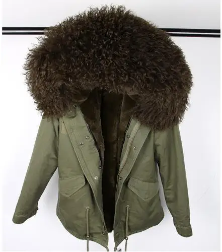 Модная зимняя куртка женская новая шерстяная шуба натуральная парка - Цвет: Color 12