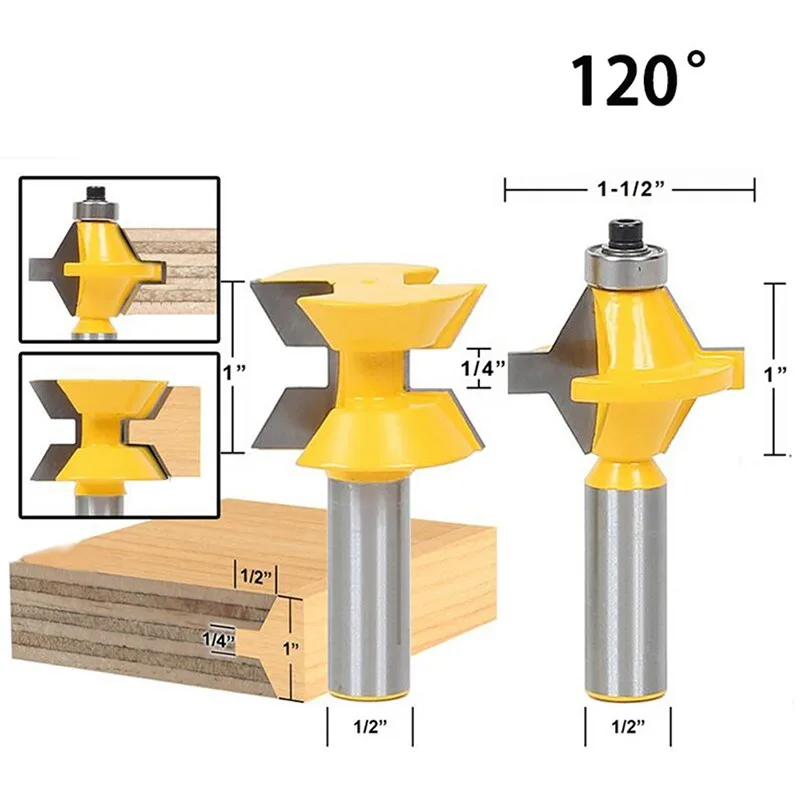2 шт 1/" хвостовик фрезы Набор 120 градусов деревообрабатывающий паз долото резак инструмент