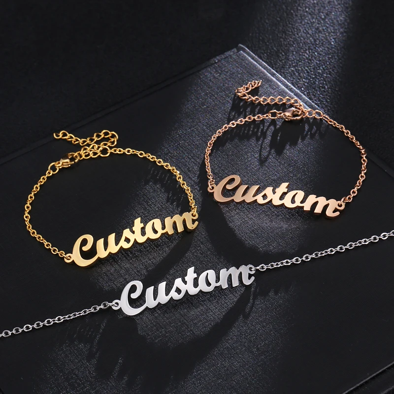 Us 6 12 15 Off Personalized Custom Name Bracelet For Women Stainless Steel Charms Handmade Engraved Handwriting Bangle Jewelry In Chain Link Us 6 12 15 Off Personalized Custom Name Bracelet For Women Stainless Steel Charms Handmade Engraved Handwriting Bangle Jewelry In Chain Link