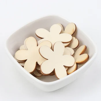 

15/20/25/35mm 50pcs Natural Wooden Flower Pattern Scrapbooking Art Collection Craft For Handmade Sewing Decoration
