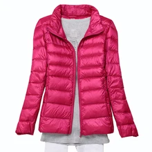 Плюс Размеры женские теплые Подпушка Куртки Осень женщин утка Подпушка модное пальто Длинные рукава дамы тонкий ультра-тонкая куртка qh1256