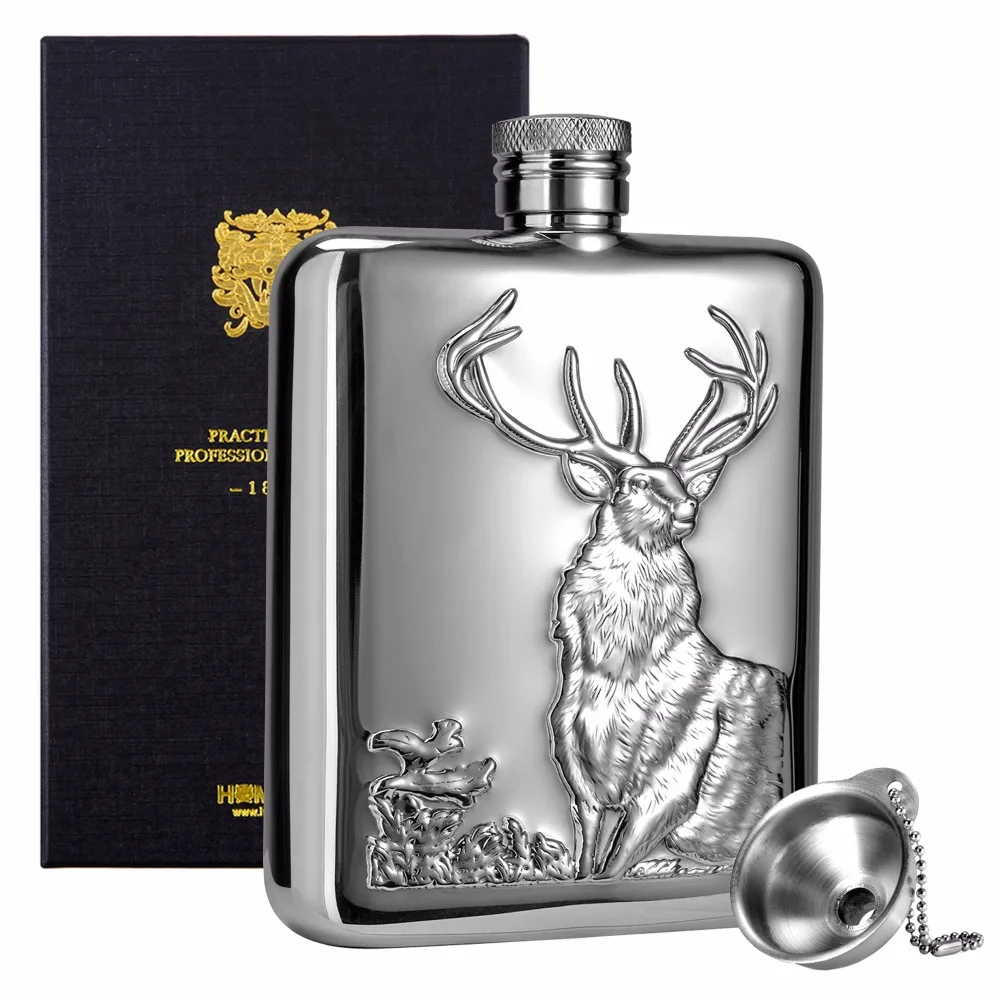 New 6oz Hip Flask with funnel Alcohol Flask Durable stainless steel Whiskey Flask Bar Tools Best