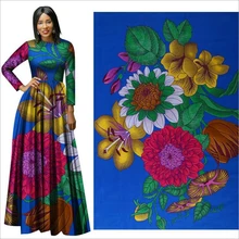 Me-dusa Новая африканская восковая Штамповка с синим цветком хлопок Hollandais воск платье костюм Ткань 6 ярдов/шт Высокое качество