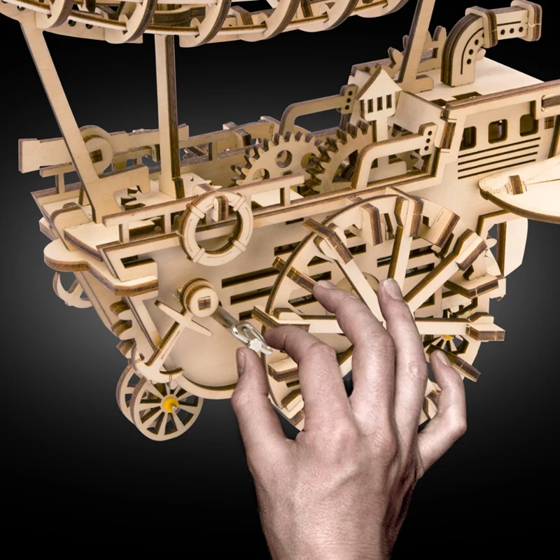 Robotime Diy подвижный дирижабль шестерни Drive By Clockwork 3D деревянные модели Строительство наборы игрушечные лошадки хобби подарок для детей и