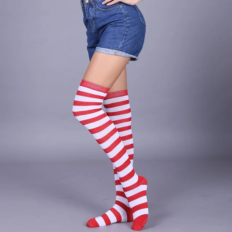 Knee Socks Girl Women Sexy Slim Striped Long Socks Autumn Christmas Halloween Easter Ball Party Costume Knee High Socks Women