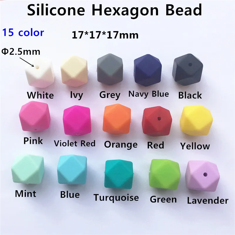 Colar de Jóias Mordedores de Mascar Lote Milímetros Hexagon Bebê Chupeta Bpa Food Grade Silicone Dentição Beads Faça Você Mesmo Pulseira 500 Pçs – 17