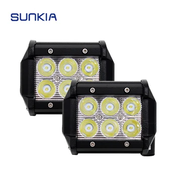 

SUNKIA 2Pcs/Pair 18W 4" Car LED Working Light Bar Spot/Flood Light Car Styling 4x4 Truck ATV RZR External Light Daytime Lamps