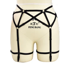 Женские черные подвязки для ног модные Готический корпус чулки подвязки черные подтяжки пояс Harajuku Сексуальное Связывание Белье