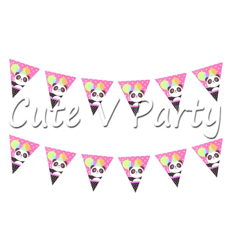 

10pcs/set Cartoon Panda Theme Birthday Party Flags Birthday Pennant Banner Baby Shower Party Suppliers Decorations