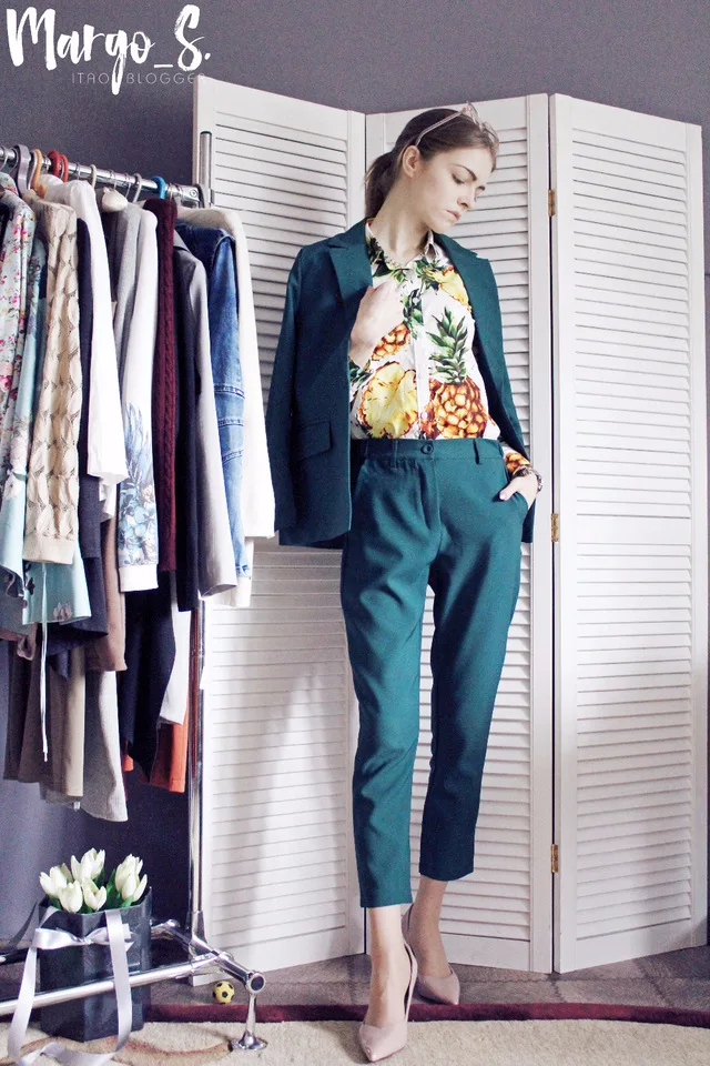 2018 Pure Color  Simple Boyfriend Suit Jacket Small Pants Seven Length Pant Long Sleeves Jacket Office Lady Green Suit Femme