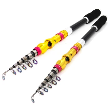 

1.8-3.6m golden telescopic spinning fishing rod ultralight carbon short travel rod portable boat rock stick pesca pole