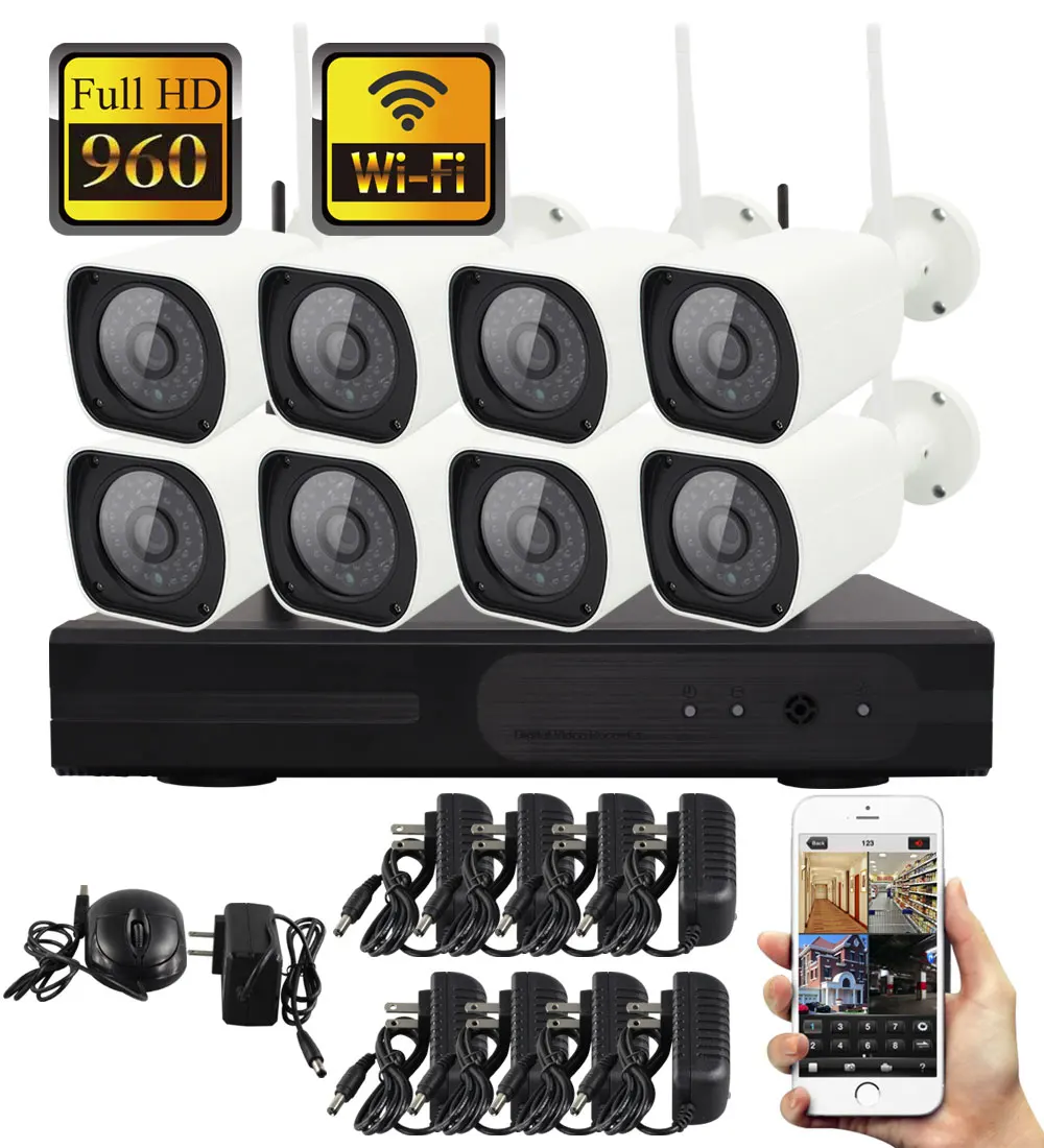 Yobang Security Wireless 960P 8CH Video IP Camera NVR Kit 1.3MP Outdoor Waterproof WIFI Smart CCTV Security Surveillance System Yobang Security Wireless 960P 8CH Video IP Camera NVR Kit 1.3MP Outdoor Waterproof WIFI Smart CCTV Security Surveillance System