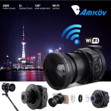 AMKOV AMK-OX5 Wifi Lens-style Digital Camera Camcorder Full HD 1080P 30fps 20MP 4X digital 5X Optical Zoom Camera For Smartphone
