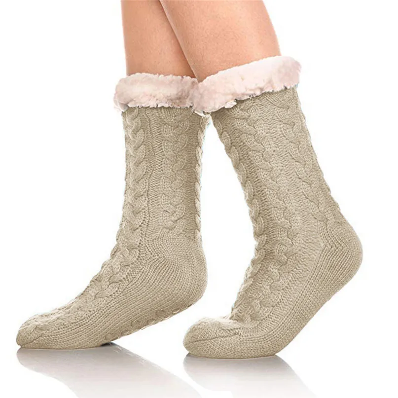 Skiing Socks Women Winter Super Soft Warm Cozy Fuzzy Fleece-lined Christmas Gift With Gripp #2d18 (7)