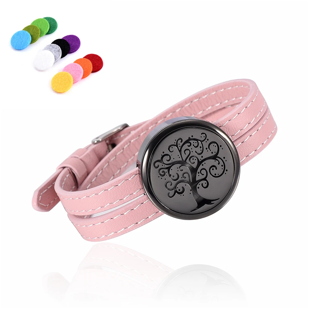 

Various Design Perfume Lockets Bracelet Pink Aroma Diffuser Letaher Bracelet Fashion Jewelry Christmas Gift for Teen Girl
