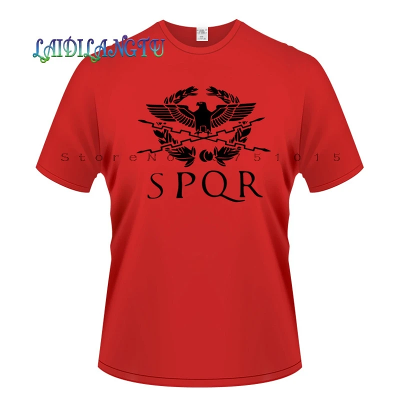 Летняя мода Римская империя футболки мужские SPQR футболка Топы хлопок короткий рукав баннер с орлом футболка - Цвет: red