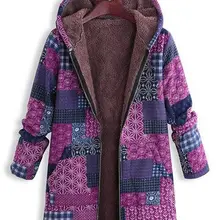 Winter Coat Women Plus Size Hooded Parka Long Sleeve Vintage Fleece Outwear Female Oversized Coat Cotton Jacket Veste Femme