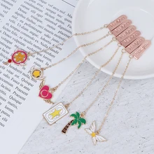 1PC Bookmarks Kawaii Pendant Book Markers Metal Bookmarks For Girls Gifts School Office Supplies Creative Stationery