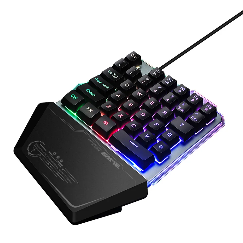 

VOBERRY For G40 Cable Game Keyboard, One-Hand Film Keyboard Game Micromanipulation Design With LED Backlight 35 Key