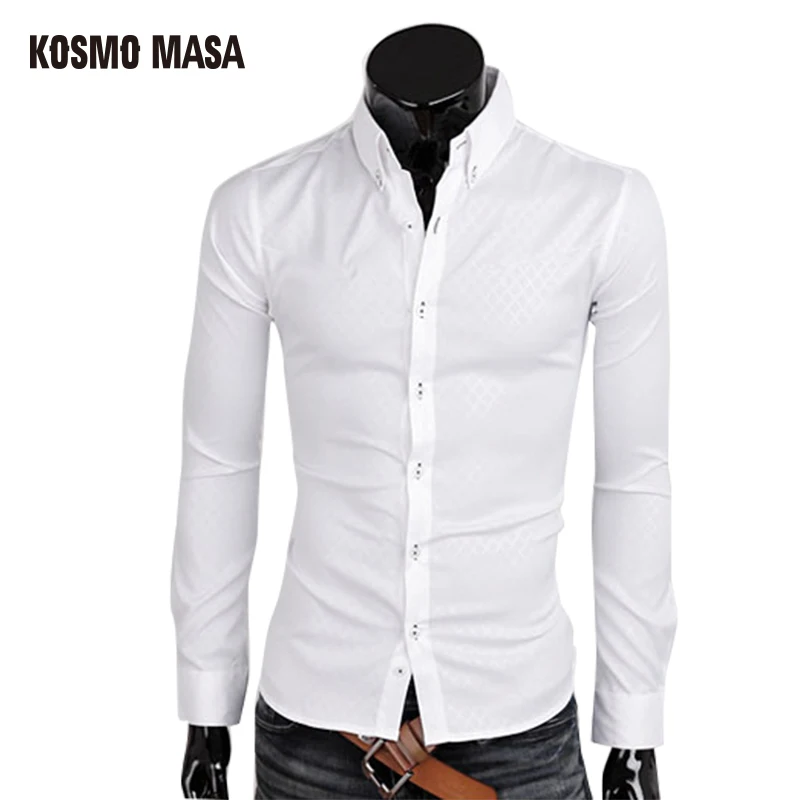 

KOSMO MASA 2017 Hot New Arrival Men Turn-Down Collar Jersey Men's Casual Plaid Shirt Long Sleeve Shirts MB0002