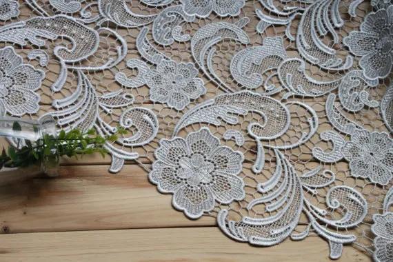 Гипюровая кружевная ткань, серебристо-серая кружевная ткань с классическим цветочным узором, венецианская кружевная ткань, африканская кружевная ткань