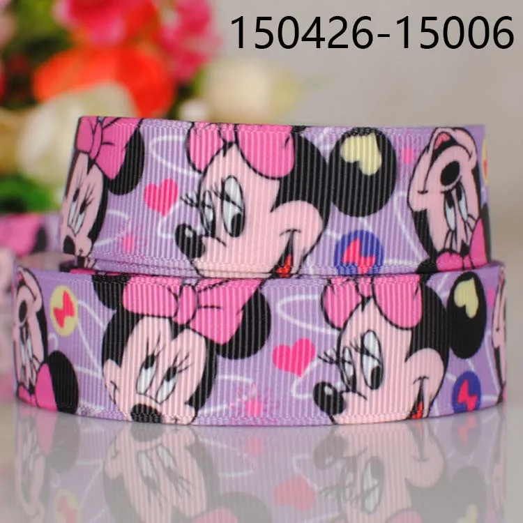 10yards-different sizes-lively cartoon mouse mickey ribbon printed Grosgrain ribbon - Цвет: 150426-15006