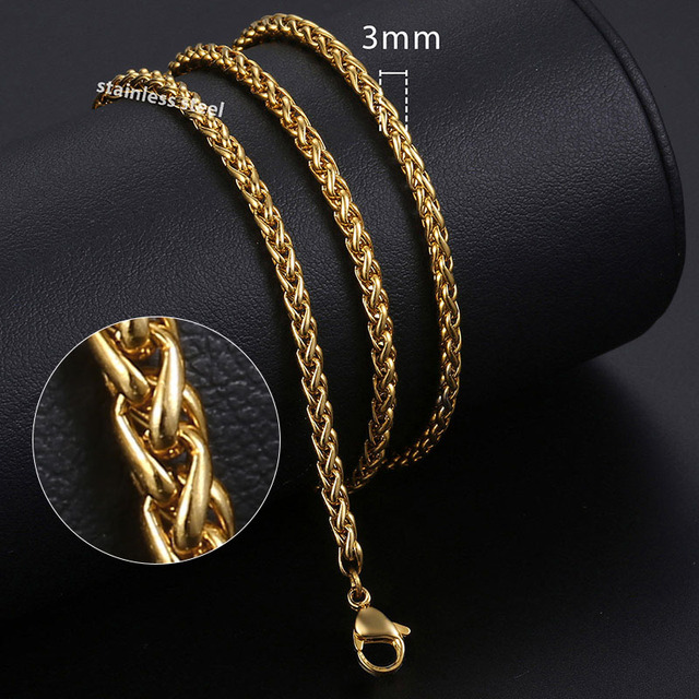 Necklace Stainless Steel Cuban Rope Box Snake Link Chains Necklace Silver Color Male Jewelry Wholesale 24" 60cm 3mm KNN1