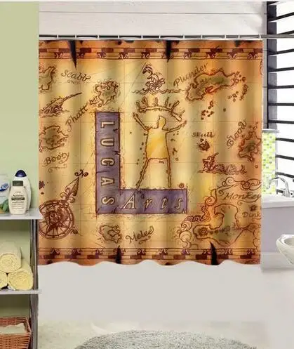 

Monkey Island Design Polyester Shower Curtain 180x180cm Waterproof Fabric Curtains For Bathroom With Hook