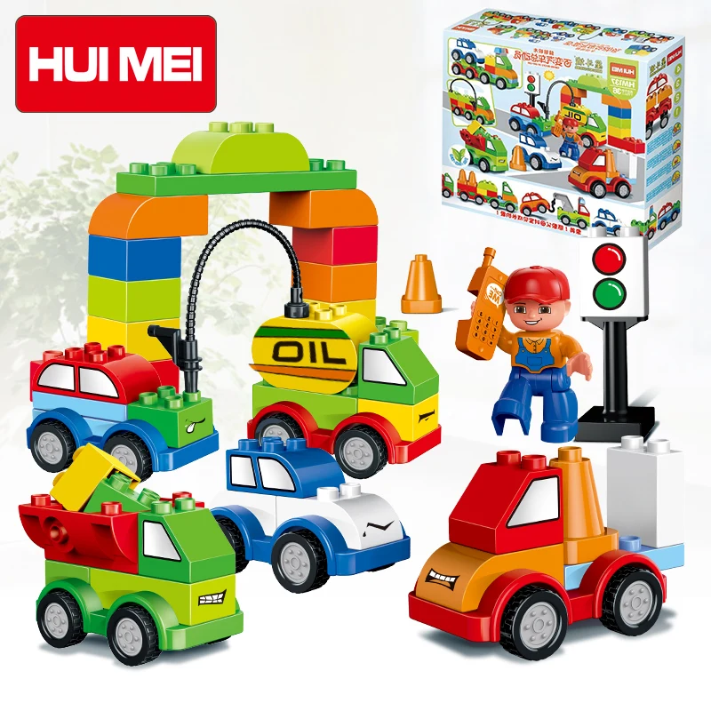 

52pcs/set Big Building Blocks Creative Cars Self-Locking Bricks Educational DIY Toys Compatible with Duplo