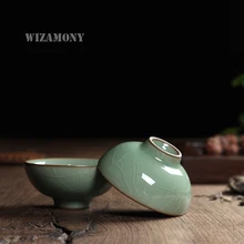 WIZAMONY 2 шт Китайский Longquan Celadon китайский фарфор кунг-фу чайная чашка блюдце образец чайная чаша 75 мл чайный горшок КИТАЙСКИЕ чашки