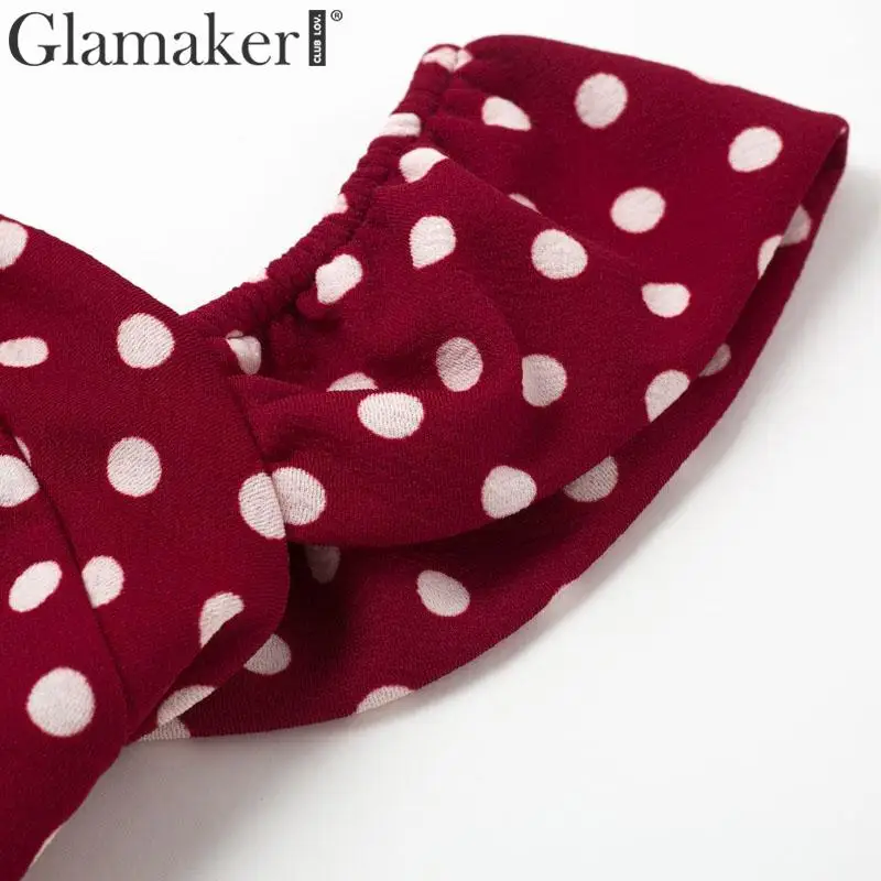 Glamaker Polk dot винтажное облегающее платье макси, женское сексуальное летнее платье миди с открытыми плечами, женское Клубное платье с эффектом пуш-ап, вечерние платья vestidos