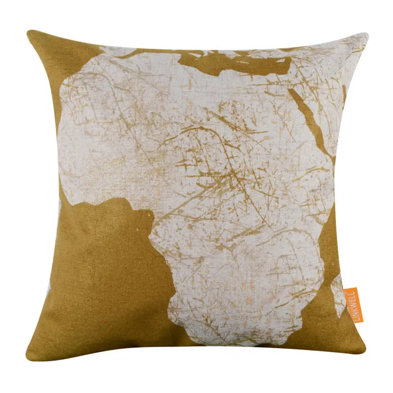 

LINKWELL Free Shipping 45*45cm World Map Yellow African Map throw pillow sham For Interior