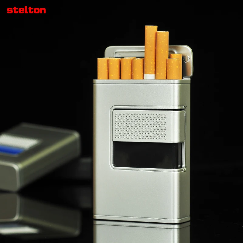 

Automatic Flip Light Plastic Cigarette Box 14 Personalized Creativ, Moisture-proof Pressure Resistant Cigarette Boxes.