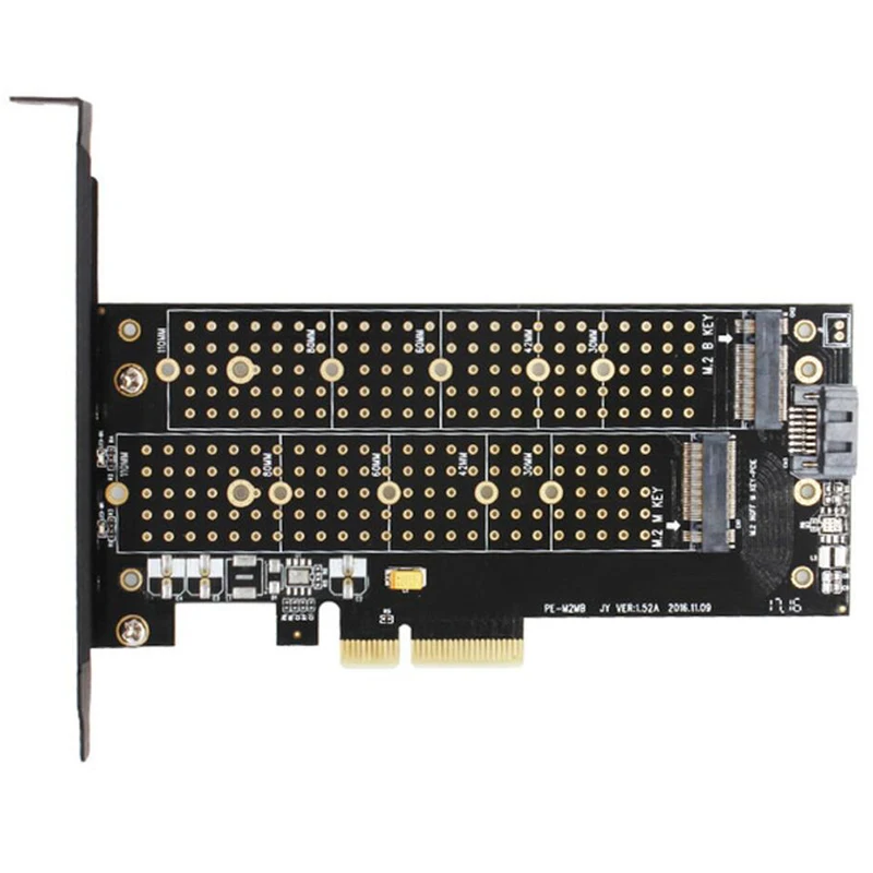 M.2 Накопитель SSD с протоколом NVME NGFF к PCI Express X4 адаптер M ключ B двойной интерфейс Поддерживаемые карты PCI Express 3,0x4 2230-22110 все Размеры m.2