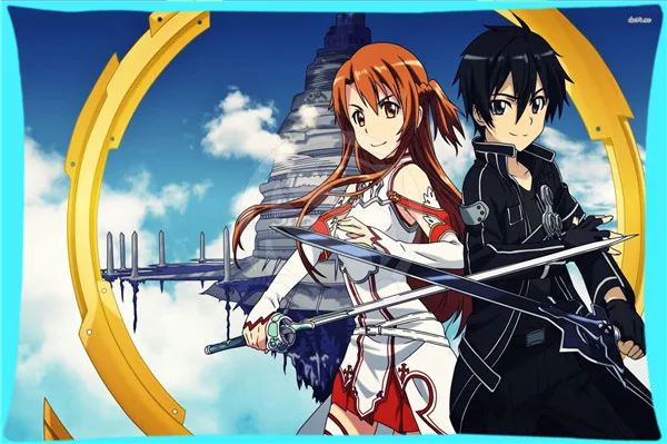 Горячая Мода SAO Kirito молния на прямоугольную наволочку наволочки на заказ 45x35cmSQ00626-HXL